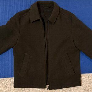 Men’s Wool Pea Coat – Dark Green – Zip Front – Classic Minimalist Sty